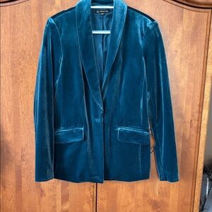 INC International Concepts Rich Teal Blue Velvet Blazer